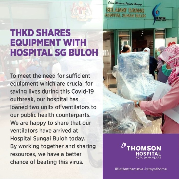Thomson Hospital Kota Damansara shares equipment with Hospital Sungai Buloh Source: ThomsonHospitalKD Facebook 
