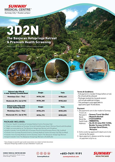 3D2N The Banjaran Hotsprings Retreats & Premium Health Screening